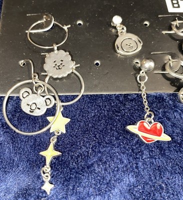 BT21 BTS KPOP Earrings Set of 8 New on Card Line Silver Mismatch