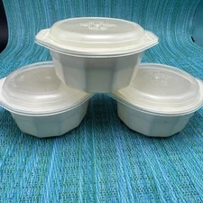 3 Vtg Anchor Hocking Ramekin Bowls Freeze Heat & Serve 8 Oz 1 C #579 Microwave