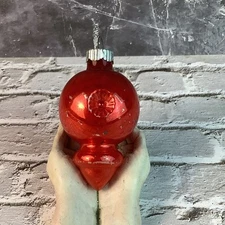 Vintage 1950’s ShinyBrite DBL  INDENTED U.F.O Mercury Glass Ornament*2.8”H*