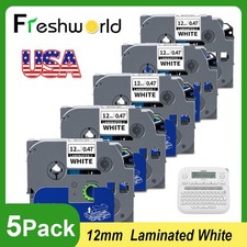 5 PK For Brother P-Touch TZe-231 TZ-231 12mm White Standard Laminated Tape