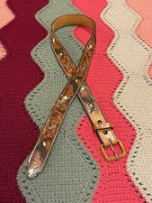 Vintage 1970s Tooled Leather Western Belt Hand Painted Cowboy Sz 40