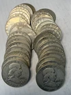 Lot of 40 $20 Face Value Mixed date Franklin Half Dollars- 90% Silver -JR