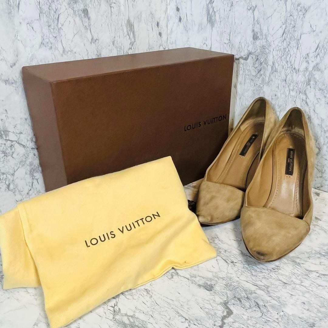 Louis Vuitton Women's Pumps Pointed Toe Suede Size:34.5/JP:22 Beige 135483K Auth thumbnail 10