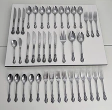 Rogers Stanley Roberts VALENTINE 41 Pc. Lot Glossy Stainless Flatware Set Korea