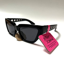 Betsey Johnson Grommet Black Sunglasses Cat Eye UV 400 NWT Acetate