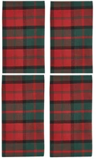 Set of 4 Park Designs WINTER PINES Christmas Red, Green Cotton Fabric Napkins