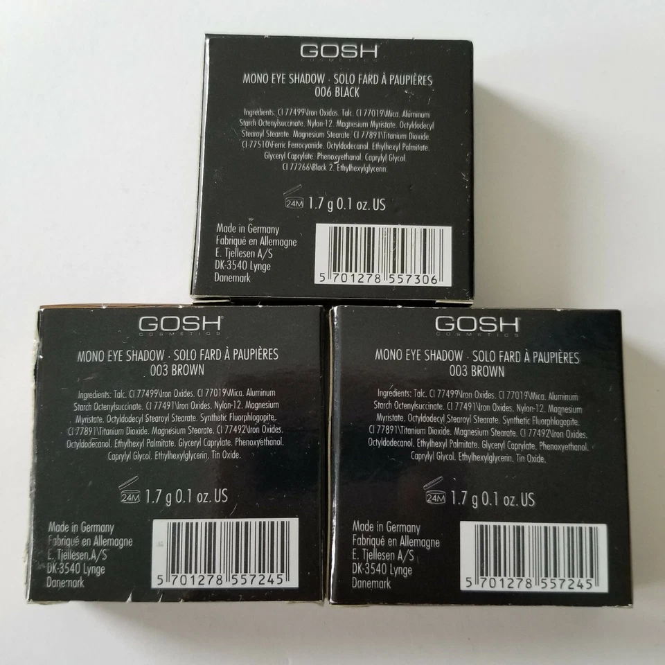 3 Gosh of Copenhagen Cosmetics Eyeshadow Singles 2 Brown 1 Black NIB VEGAN - Image 2 of 2