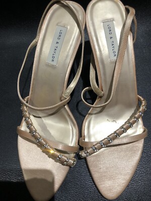 Lord Taylor Women's Gold Meil Satin Formal Dress, Gem High