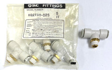 SMC MALE BRANCH TEE KQ2T10-02S 1/4" CONNECTIONS 10MM TUBE OD **LOT OF 5**