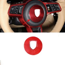 2015-2021 For Porsche Macan Red Dry Carbon Fiber Steering Wheel Sheet Ring Trim