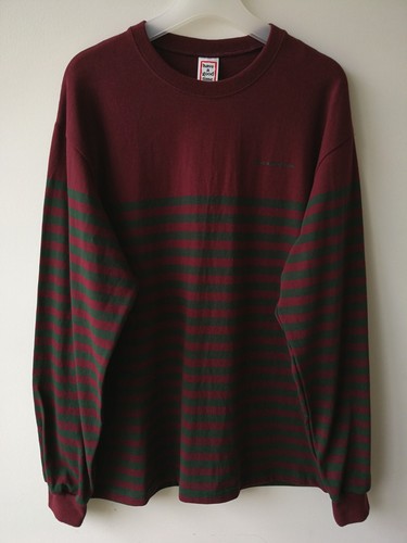 Have A Good Time Stripe L/S T-shirt (XL) Wine Dark Green Japan - Picture 2 of 11