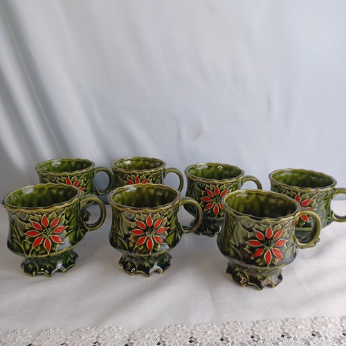 Vtg Enesco Pointsettia Punch Bowl Set Tom & Jerry E-9834 In Box Christmas Party - Picture 15 of 24