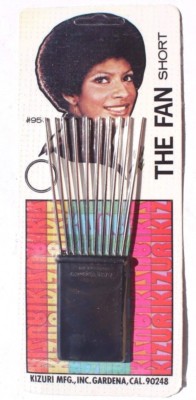 Sealed 1970s The Fan Short Afro Hair Pick Retro Groovy - New Old Stock #950
