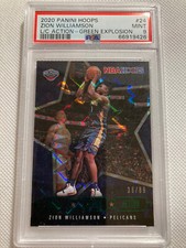 NBA Hoops Zion williamson Green explosion #/89 Lights camera action PSA 9