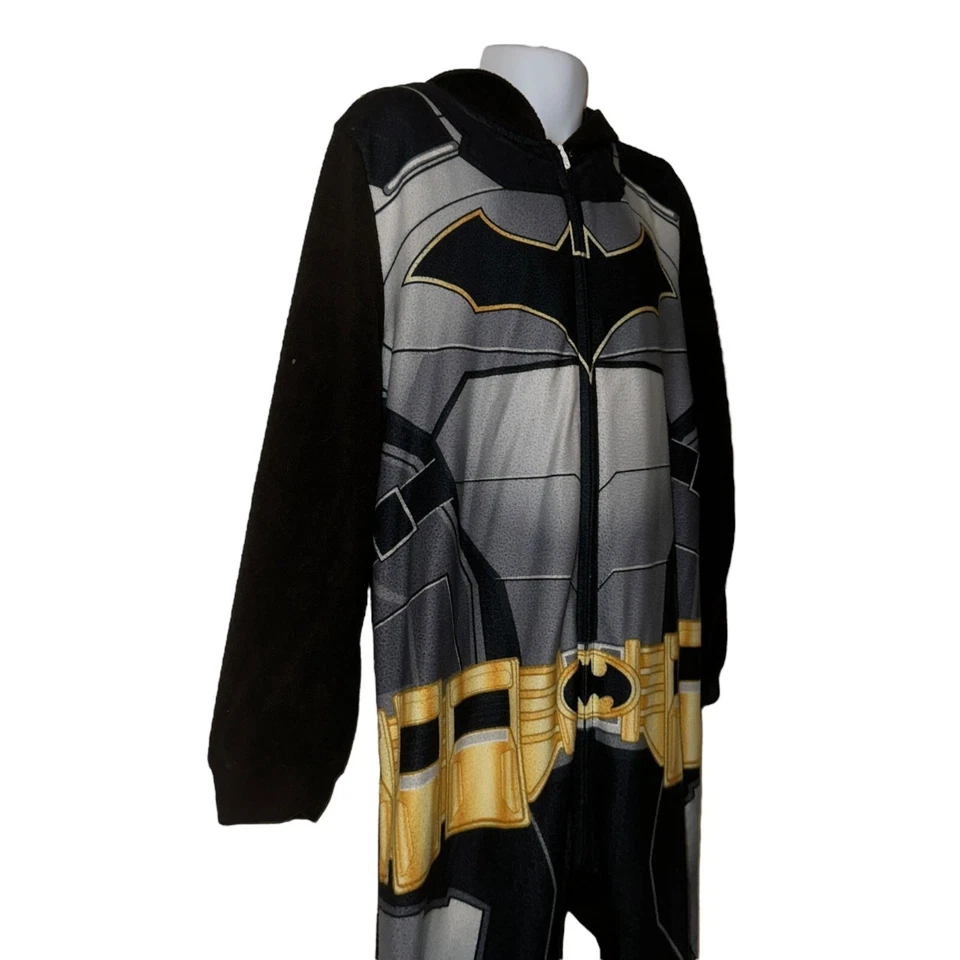 DC Comics Batman Pijama Niños Grandes 8 Negro Ligero Polar Pijamas Unionsuit Capucha Foto 4 de 4