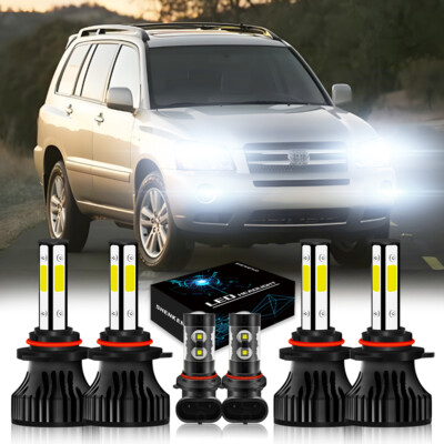 FIT Toyota Highlander 2004 2005 2006 2007 LED Headlight Hi/Lo + Fog Lights Bulbs