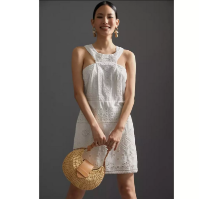 motel hepzhi floral embroidered halter mini dress Hemant And Nandita Dani Paisley Embroidered Halter Mini Dress
