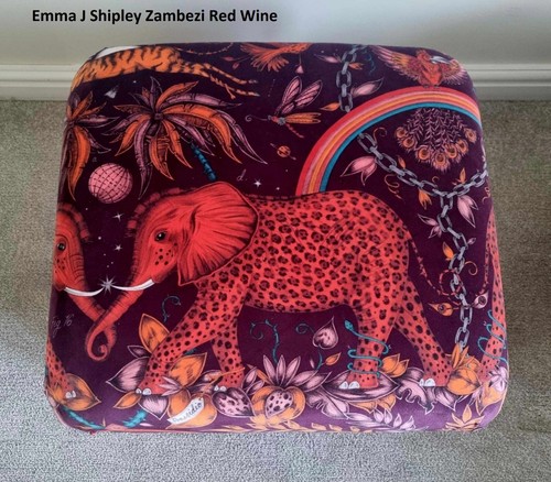 Emma J Shipley Orla Kiely Fabric Storage Footstool Pouffe Footstall Extinct Blue - Picture 16 of 148