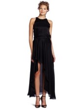 Halston Heritage Women's Assymetric Hem Sequins Dress Black sz 2