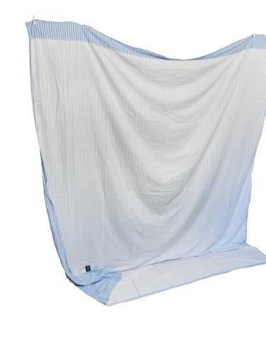 Ralph Lauren BROOKDALE STRIPE Full Size FLAT SHEET Sateen Blue White Stripe - Picture 7 of 10