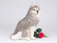 Large 233 Cubic Inches Gray  White Siberian Husky Resin Urn for Cremation Ashes