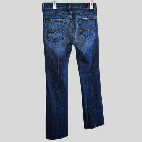 7 For All Mankind Womens Bootcut Jeans Sz 28 Dark Wash Stretch Long Leg Denim - Picture 4 of 14