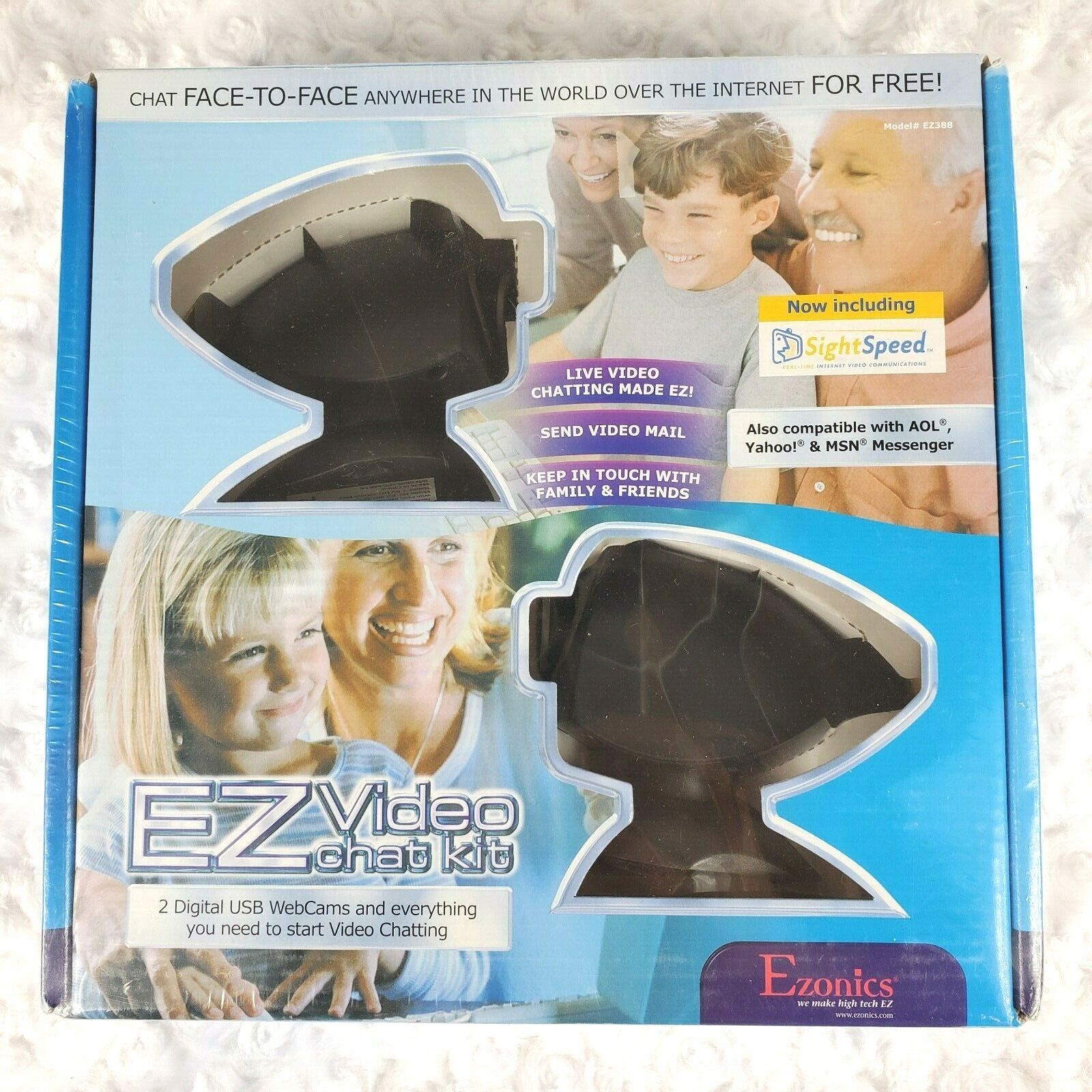 Ezonics Web EZ Video Chat Kit 2 USB Web Cams EZ388 Plug & Play, New & Sealed