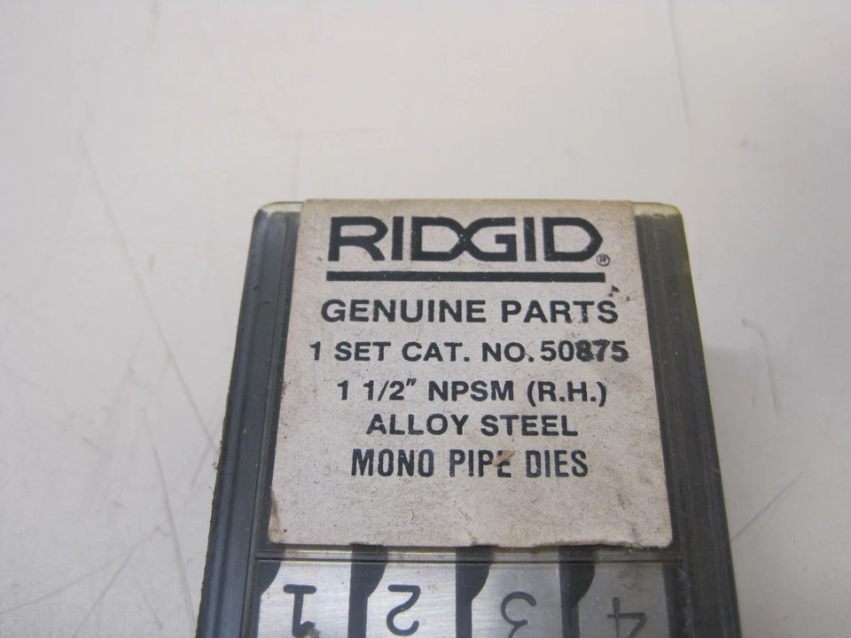  Ridgid 50875 1-1/2" NPSM RH Alloy Steel Mono Pipe Threader Die Set Ships Free - Image 3 of 3
