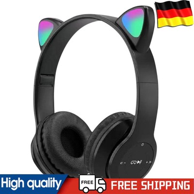 Gaming Headset Cat Ear Bluetooth-Compatible Helmets Glow Light Cute for PC Phone