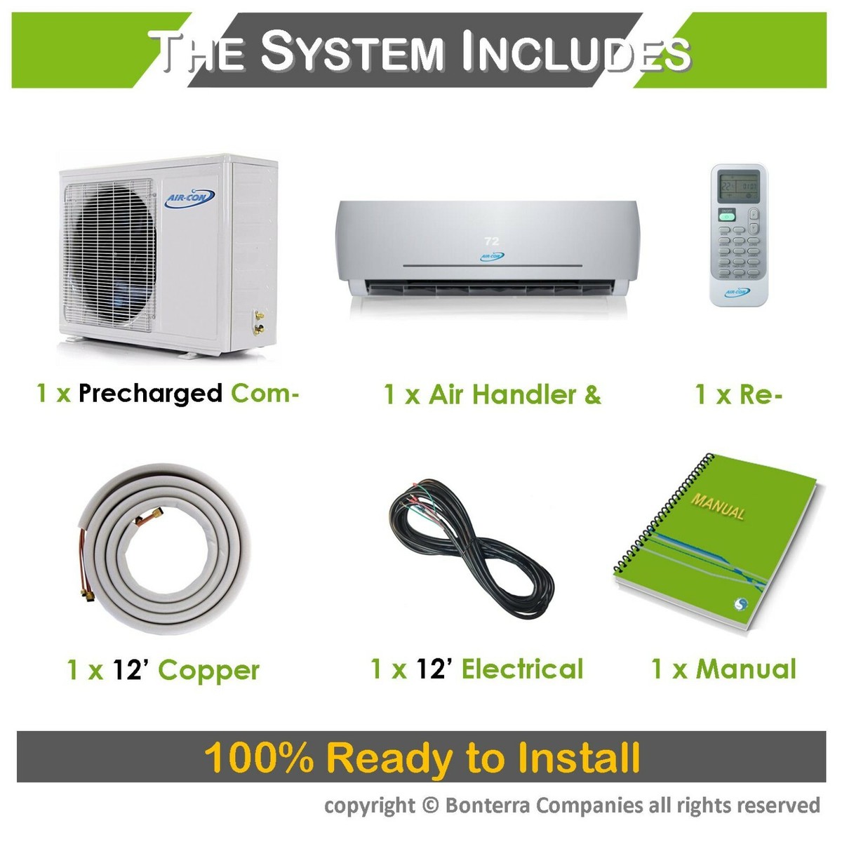 Air-Con 12000 BTU Mini Split Air Conditioner Heat Pump Ductless 25 Seer  220v | eBay