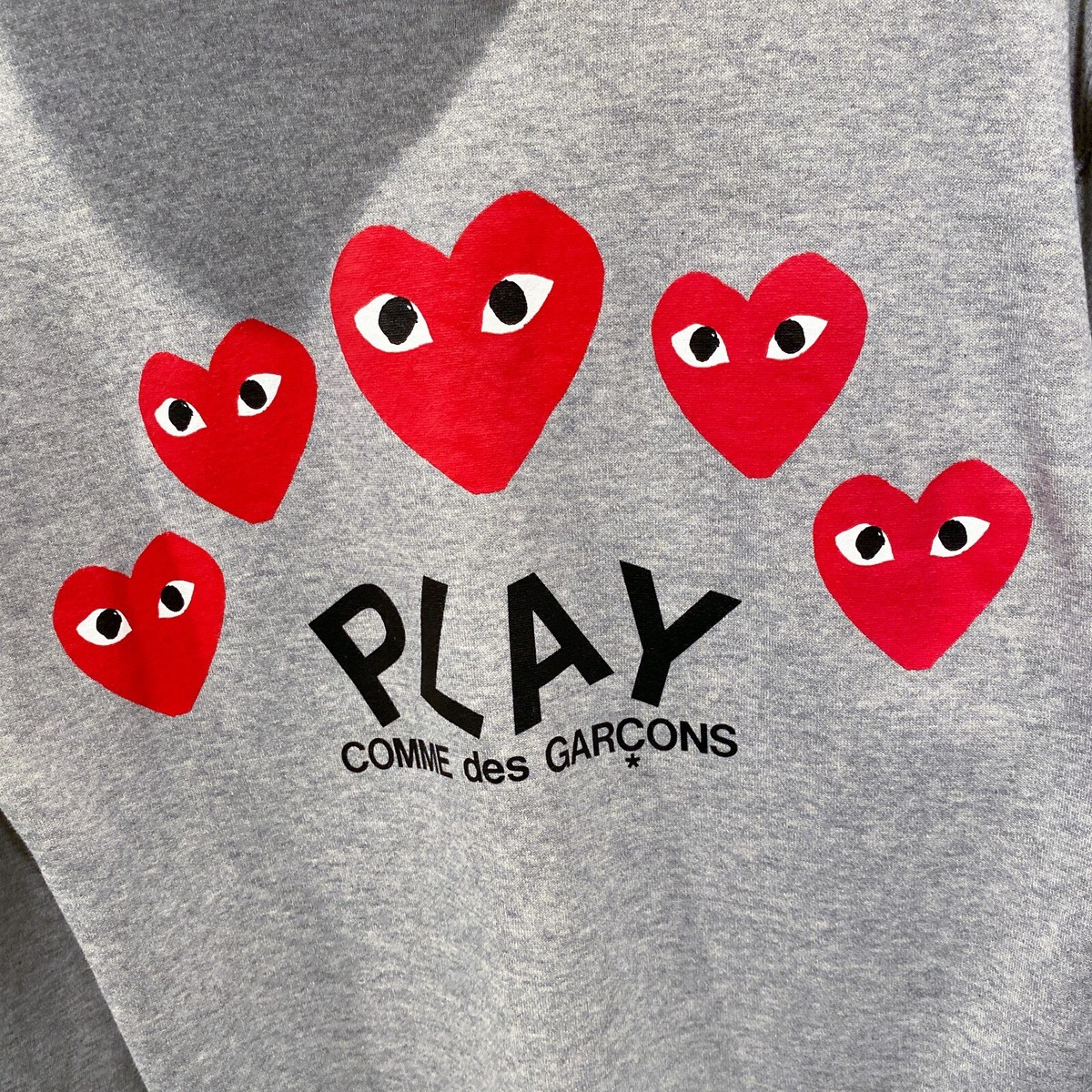 COMME DES GARCONS CDG PLAY MULTI HEART ZIP UP HOODIE GREY AZ COMME DES GARCONS CDG PLAY MULTI HEART ZIP UP HOODIE GREY AZ