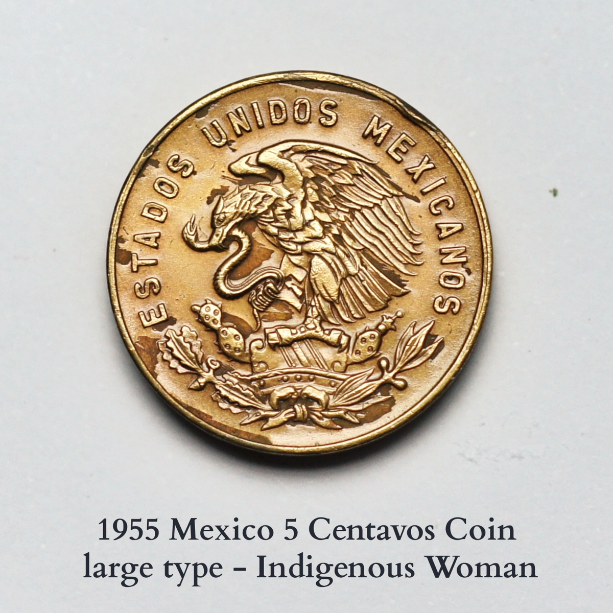 1955 Mexico Cinco Centavos(5 Centavos large type) Coin