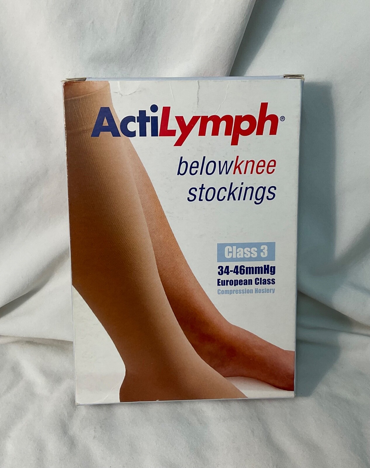 ActiLYMPH Below Knee Open Toe Compression Stockings Class 3 34-46mmHg SAND LARGE