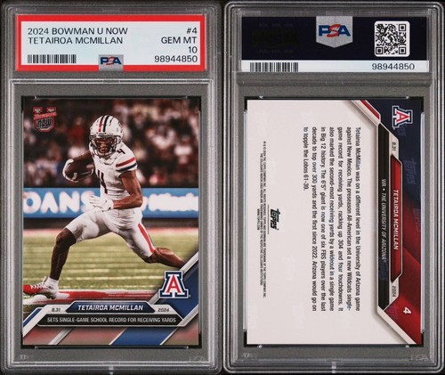 PSA 10 Tetairoa McMillan Rookie 2024 Bowman U Now - Carolina Panthers Pop 15! #4 - 第 3/4 張圖片