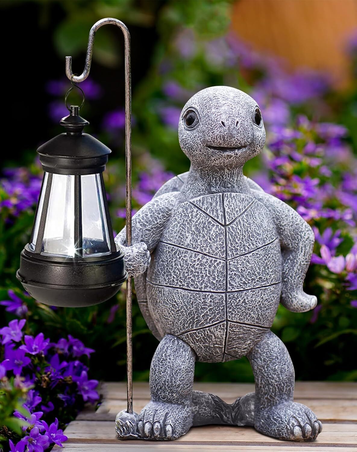 Solar-Powered Turtle Garden Statue - Outdoor Yard Decor with LED Lantern