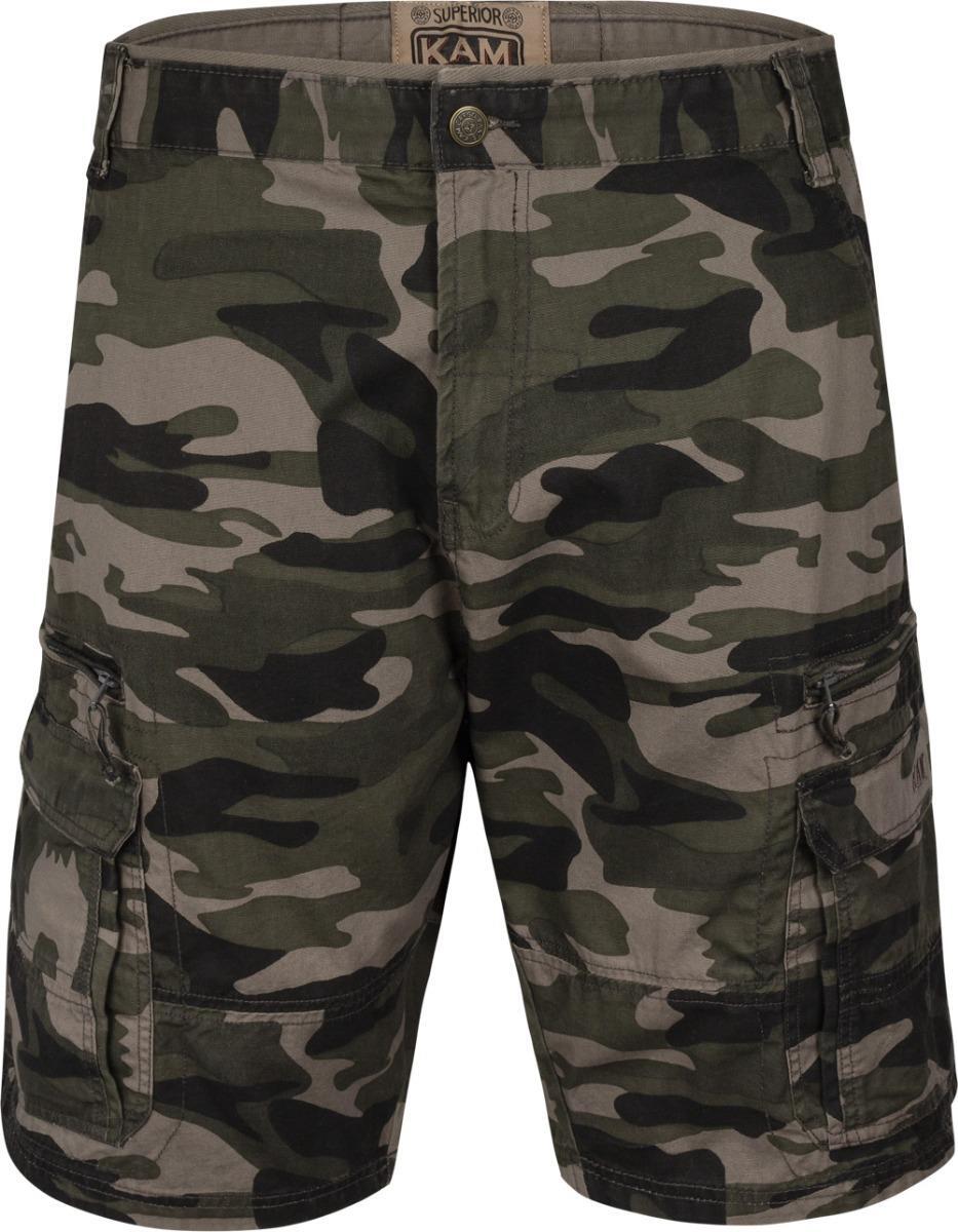Big Mens Kam Camouflage Multi Pocketed Shorts In Khaki 42 to 60