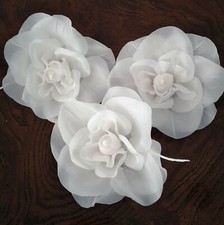 White Silk Organza Flower, Handmade 4 Inches Bridal