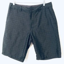 O'Neill Mens Dark Gray Check Chino Shorts Size 34 10" Inseam