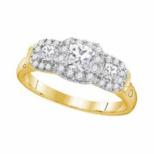 14kt Yellow Gold Princess Diamond 3-stone Bridal Wedding Engagement Ring 3/4 Ctw
