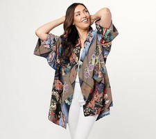 NWT TOLANI COLLECTION PRINTED OPEN FRONT WOVEN WRAP, MULTI, LARGE