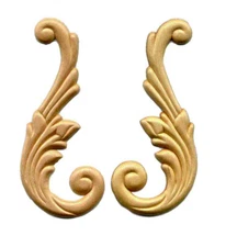 (5 Pack) 5-1/4 inch X 2-1/4 inch Pair of Left & Right Birch Wood Wing Appliques