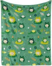 Cute Frogs Soft Flannel Lightweight Throw Blanket for Kids - All Season Cartoon