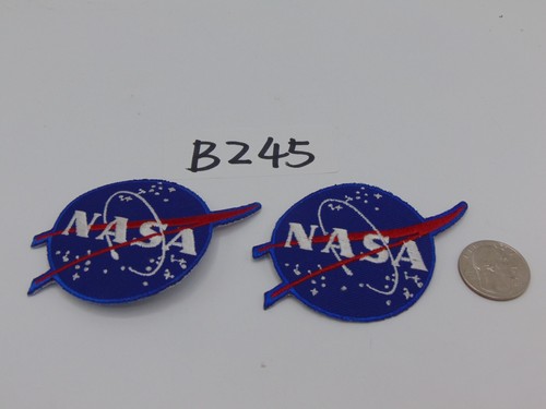 NASA blaues Logo bestickt aufbügeln Aufnäher Menge 2 neu 2 1/4"