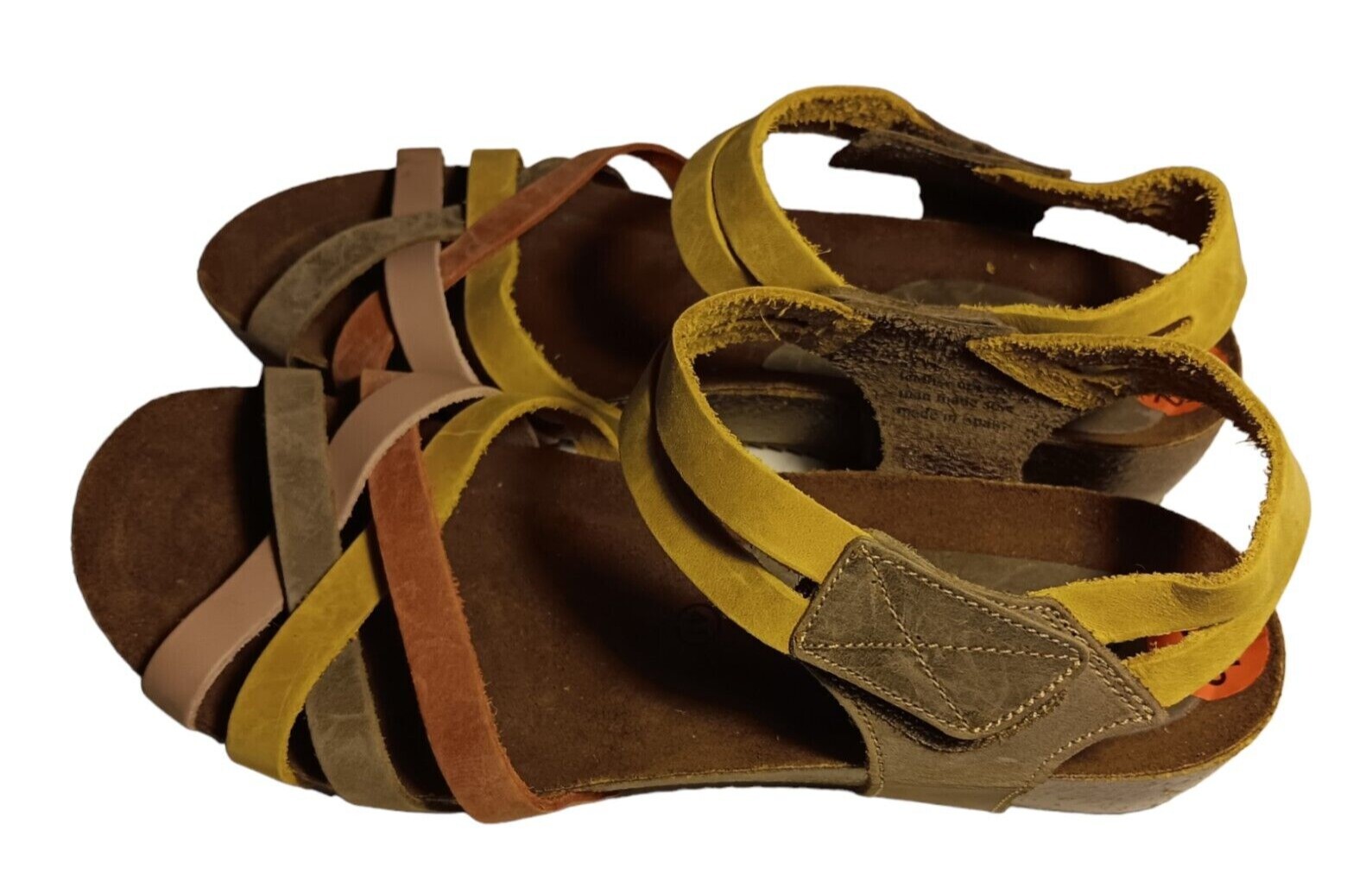 INTERBIOS Hechas en España Mujer 9.5 Multicolor Corcho Cuña Sandalias Cuero Minimalista 