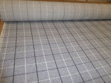 BAMBURGH DOVE GREY Porter & Stone Wool Effect Check Upholstery / Curtain Fabric