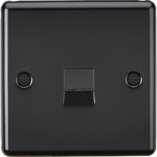 Image of Knightsbridge Matt Black Metal Round Raised Edge Range of Switches and Sockets
