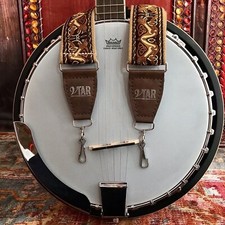 Handmade  Brown Celtic Beast Cotton Vegan Banjo Strap by VTAR