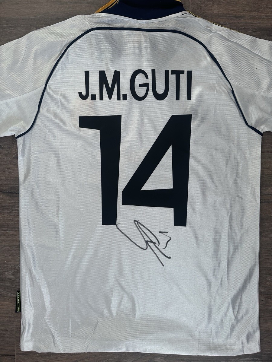 Guti ユニフォーム Real madrid CF Guti Hand Signed Real Madrid 1998/99 Home Jersey With Exact