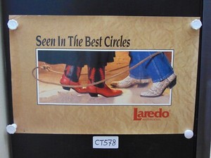 Vintage Rodeo Western Poster Cowboy 1990's Laredo Seen in The Best Circles Boots