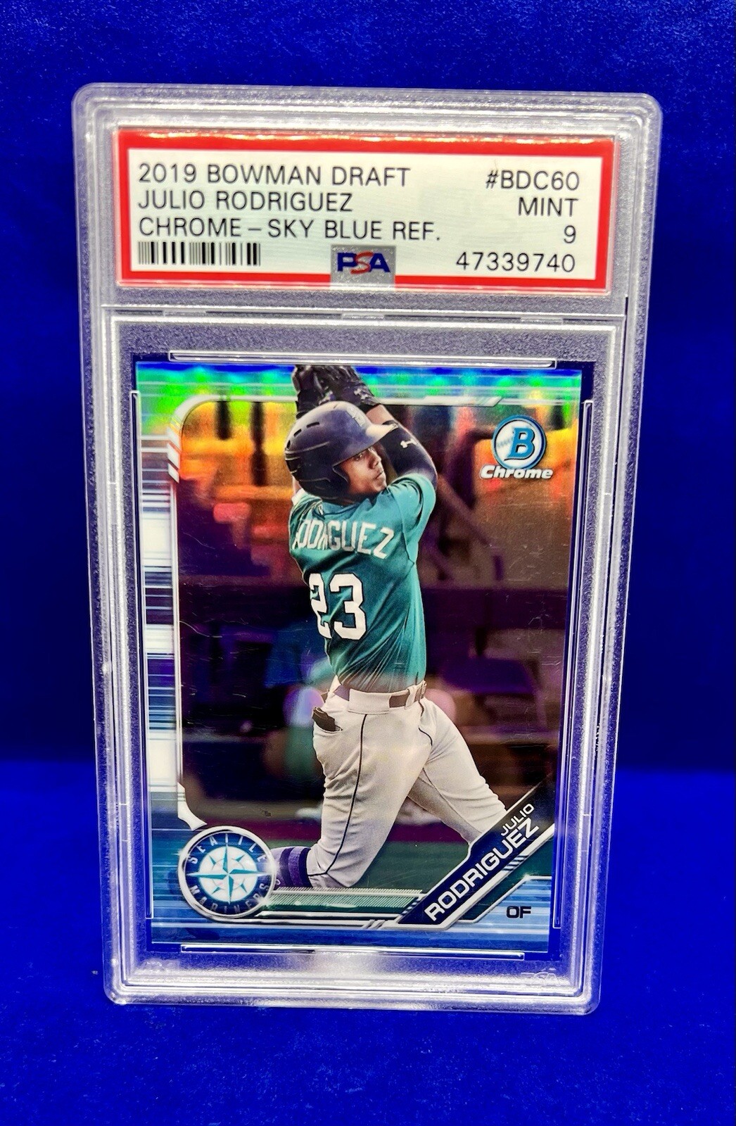 2019 Bowman Draft Chrome Julio Rodriguez Sky Blue Refractor PSA 9 MINT #BDC60